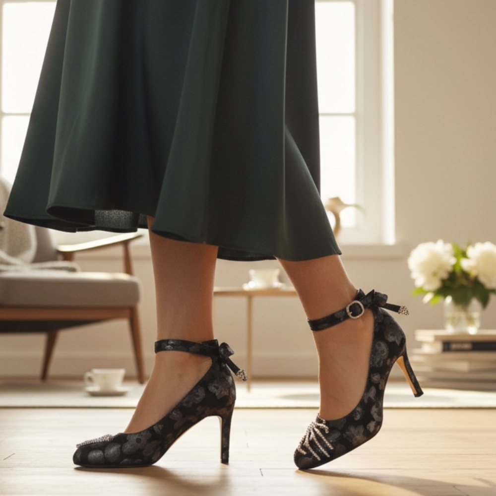 Marc fisher gorgeous re vamped black mary jane style heels!